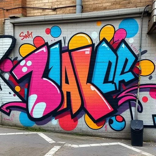 A minimalist composition featuring a stylized stencil of an abstract geometric pattern in electric teal on a brushed aluminum panel.